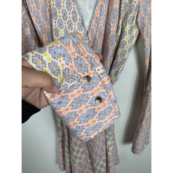 Free People Rhetta Wrap Mini Dress Boho Preppy Casual Basic Fall Retro Womens S - Picture 4 of 9